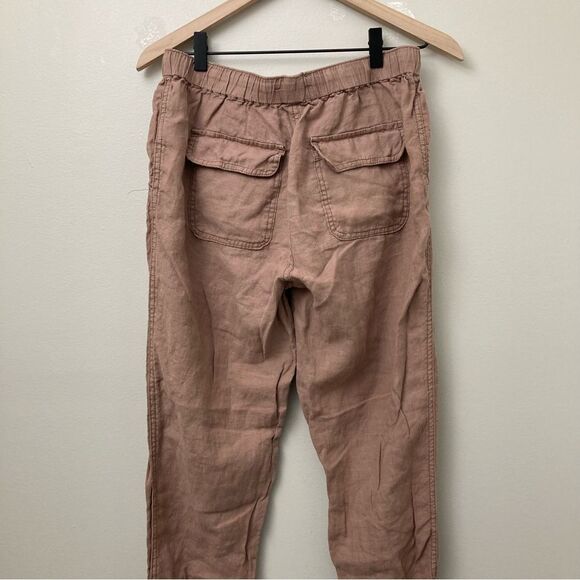 Cynthia Rowley 100% Linen Brown/Tan Lounge Drawstring Joggers Size Medium - Picture 4 of 6